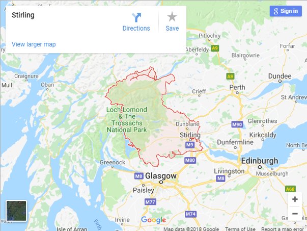 Web Design Stirling | Map of Stirlngshire & Surrounding Areas